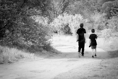 Two boys walking Stock Photos