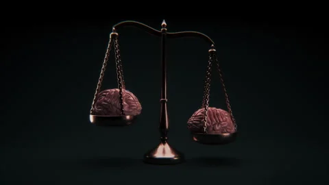 Two Brains Balancing On Vintage Scale — Psychology And Decision Making Stock Footage 321861995