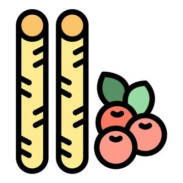 Two breadsticks with cranberry flavoring resting on a white surface Stock Illustration
