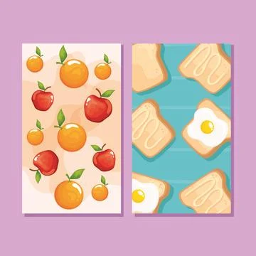 Two breakfast food patterns Stock Illustration