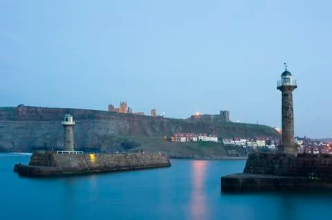 Two breakwater navigation beacons Stock Photos