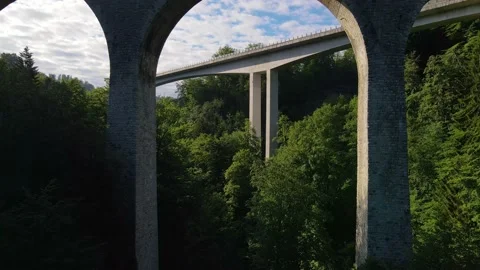 Two bridges over the Lorze River in Zug Switzerland Stock Footage 133276946