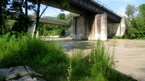 Two bridges over a river 스톡 동영상 40613868