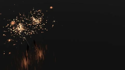 Two bright bengal lights burn on black background 3d 4k loop animation Stock Footage 198884979