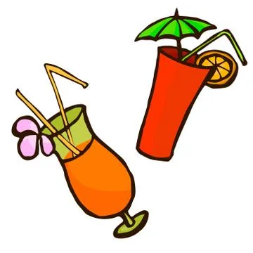Two bright cocktails Stock Illustration