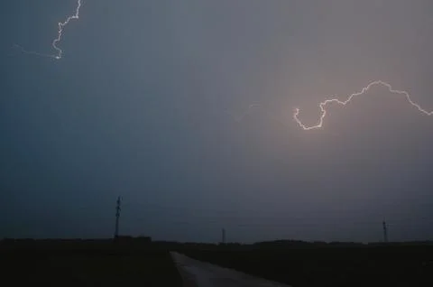 Two bright flashes in thunderstorms Stock Photos