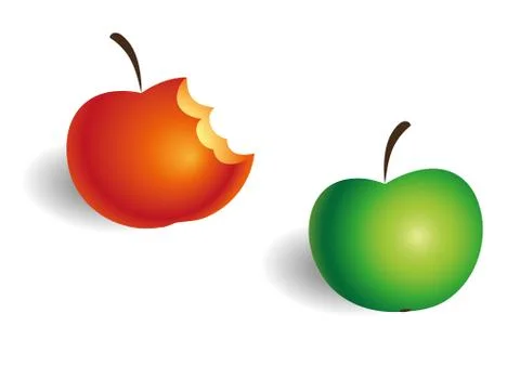 Two bright fresh apples red green Stock Illustration