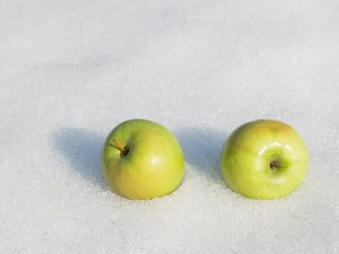 Two bright green apple Stock Photos
