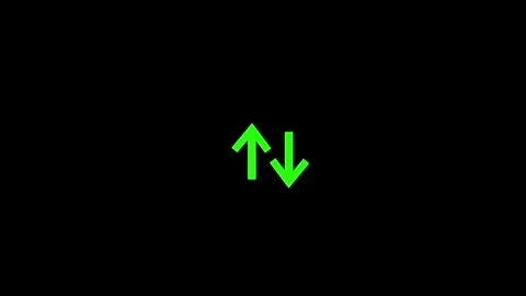 Two bright green arrows pointing in opposite directions on black. Technical.. Stock Footage 338240364