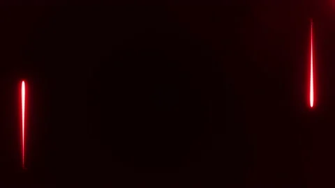 Two bright red color neon lighting lines moving on black background and Stock Footage 130833529