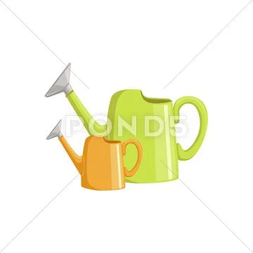 Two Bright Watering Cans Stock Illustration