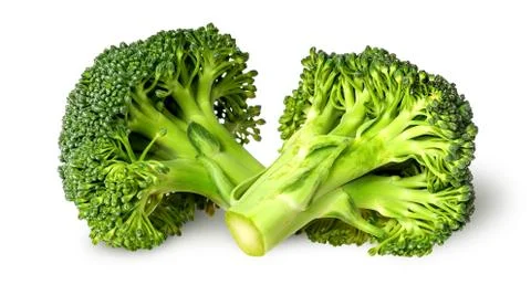 Two broccoli florets beside Stock Photos