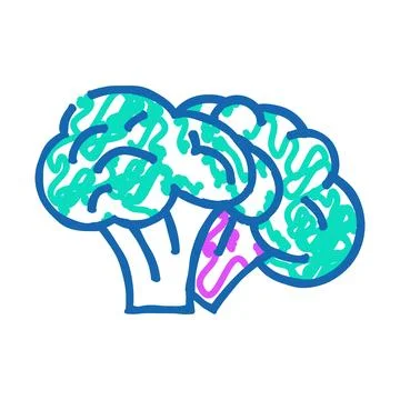 Two broccoli icon doodle illustration Stock Illustration