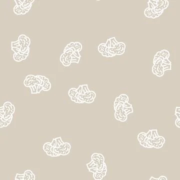 Two broccoli line vector seamless pattern Stock Illustration