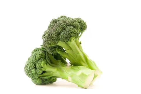 Two broccoli sprigs isolated on white background Stock Photos