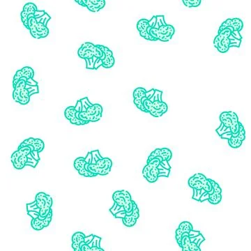 Two broccoli vector seamless pattern Stock Illustration