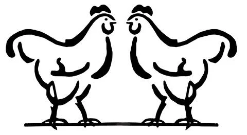 Two broilers. Illustration black and white Stock Illustration