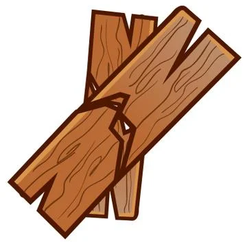 Two broken planks isolated on white background. Karate competitions. Vector Illustrazione stock