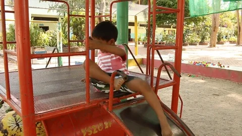 Two brother playing at playground Stock-Footage 73710632