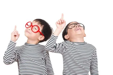 Two brother  smiling on white background Stock Photos