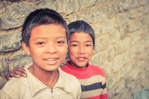 Two brothers in Nepal Stock Photos