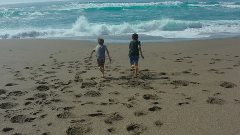 Two brothers playing on beach. Stock Footage 106635751