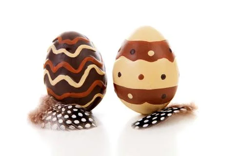 Two brown decorated easter eggs Stock Photos