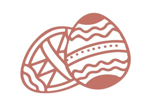 Two brown Easter eggs are depicted on a white background. Stock Illustration