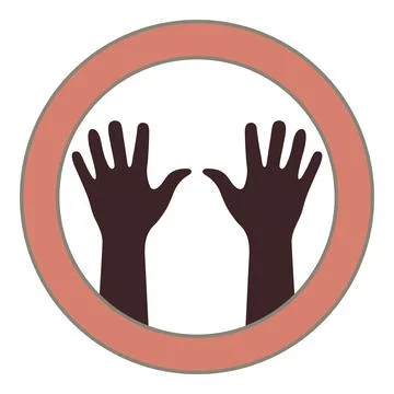 Two brown flat hands silhouettes in ring center Illustrazione stock