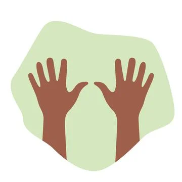 Two brown flat hands silhouettes on abstract spot Stock Illustration