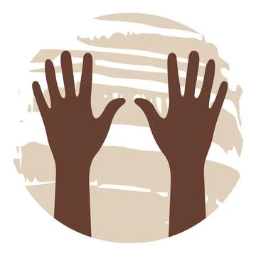 Two brown hands silhouettes on abstract spot Stock Illustration