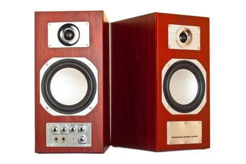 Two brown speakers Stock Photos