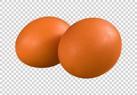 Two brown uncooked chicken eggs isolated on transparent background Stock-Fotos