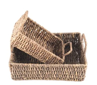 Two brown wicker baskets isolated Foto stock