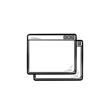 Two browser windows hand drawn outline doodle icon. Stock Illustration