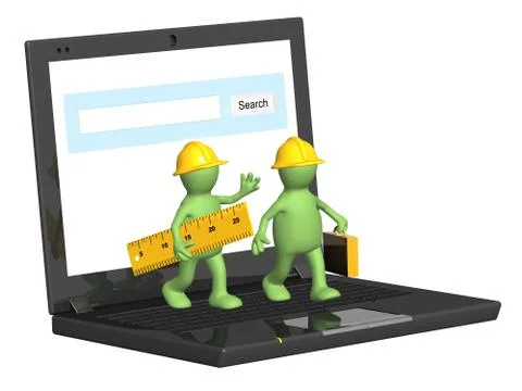 Two builders and laptop Stock Illustration