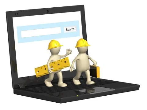 Two builders and laptop Stock Illustration