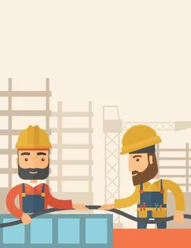 Two builders Stock Illustration