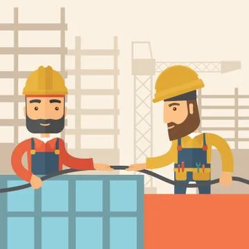 Two builders Stock Illustration