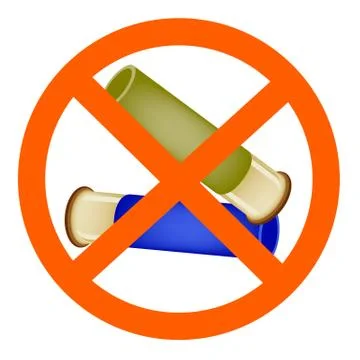 Two Bullets and The Forbidden Sign on White Background Stock Illustration