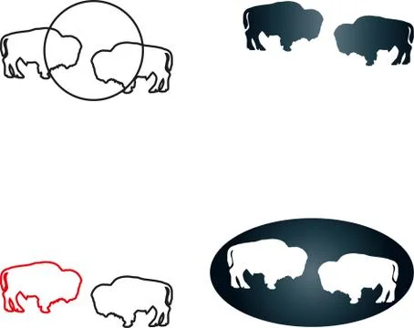 Two bulls, logo, animals Stock Illustration