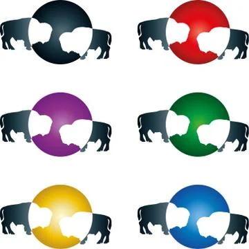 Two bulls, logo, animals Stock Illustration