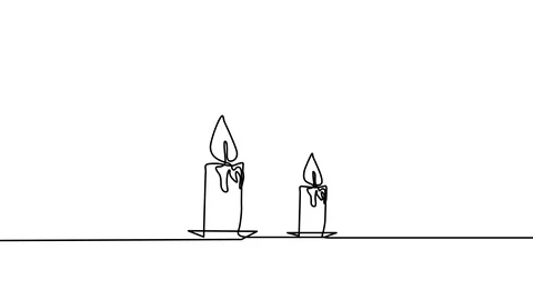 Two Burning Candles One Stroke Animaton Stock Footage 113904940