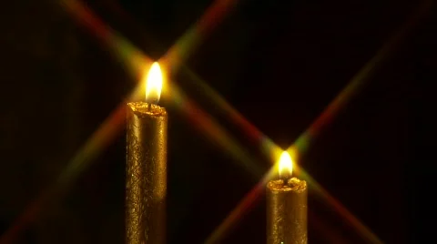 Two Burning Candles, Star Filter Vídeo Stock 454416