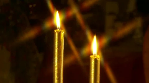 Two Burning Candles, Star Filter, Zoom in 動画素材 454465