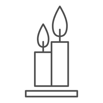 Two burning candles thin line icon. Flames web vector illustration isolated on Stock-Illustration