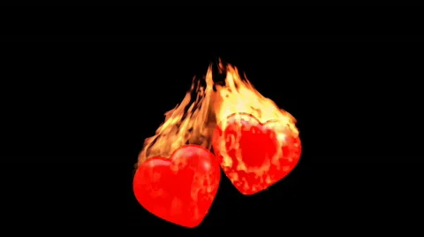 Two burning hearts - CGI, alpha channel Stock Footage 606438