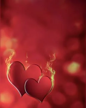 Two burning hearts Stock Illustration