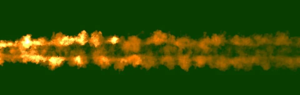 Two burning lines of fire on chroma key screen, isolated - object 3D rendering Stock Illustration