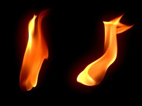 Two Burnnig Fire Flames on Black Isolated Background Stock Illustration